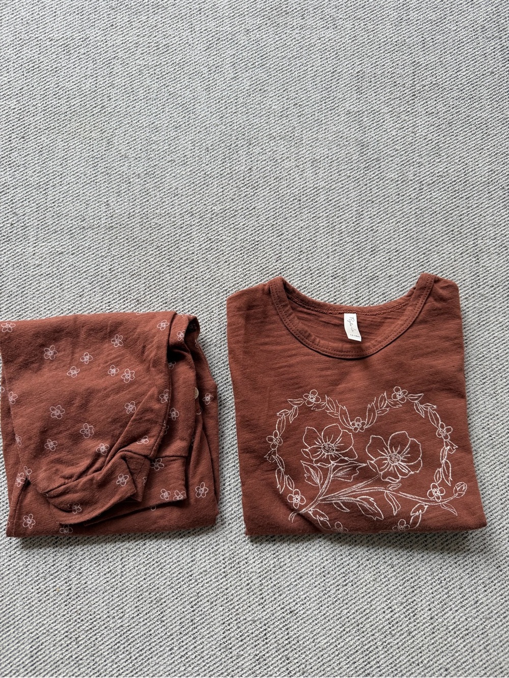Rylee + Cru Brown Floral Heart Tee & Pants Set